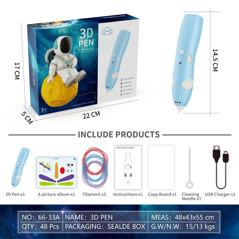 Wireless Low Temperature 3D Printing Pen for Kids