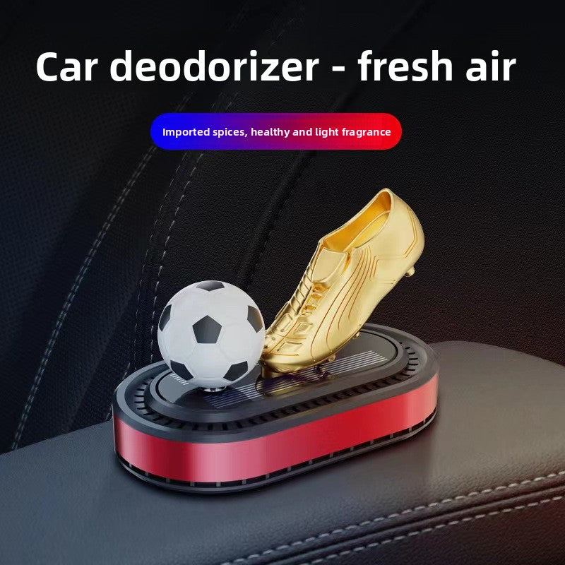 Solar Rotating Football Car Perfume Ornament