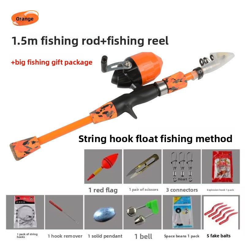 Kids Fishing Rod Set Beginner Compact Carbon Fiber