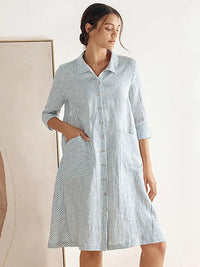 100% Linen Shirt Dress MADISON