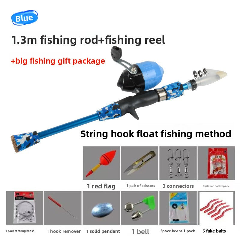 Kids Fishing Rod Set Beginner Compact Carbon Fiber