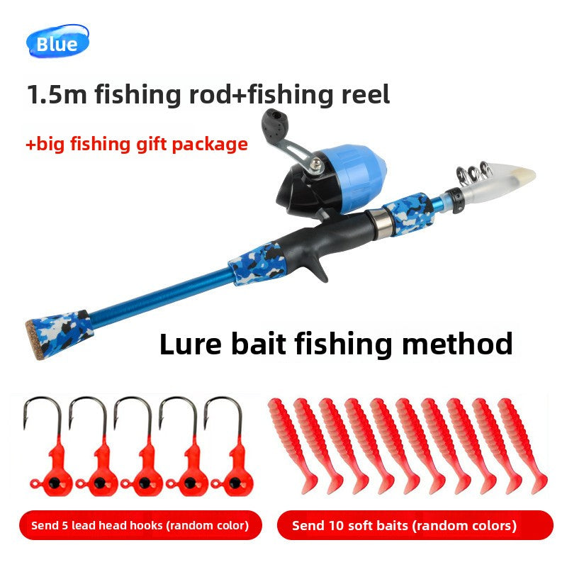 Kids Fishing Rod Set Beginner Compact Carbon Fiber