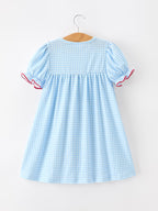 Christmas Santa Bow Plaid Girls Dress