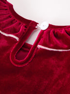Girls' Velvet Smocked Christmas Dress with Pearls
