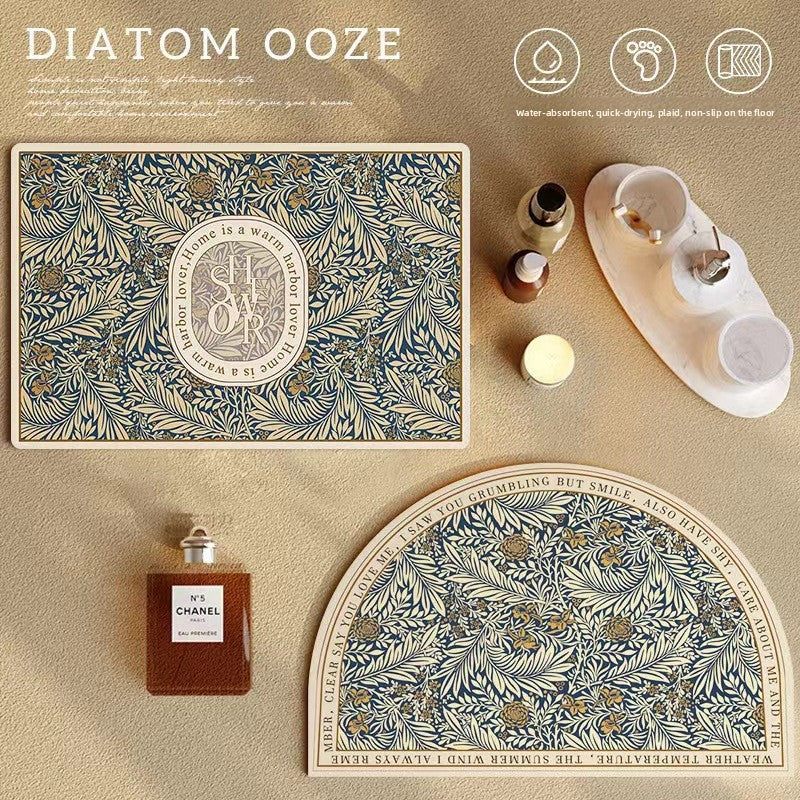 Scandinavian Retro Diatom Mud Bath Mat Non-Slip Washable Floor Rug