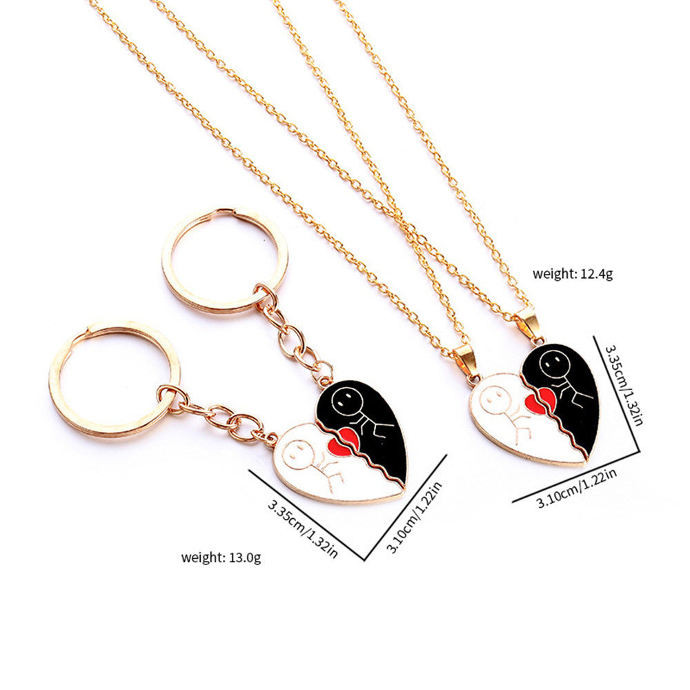 Stickman Heart Couple Necklace