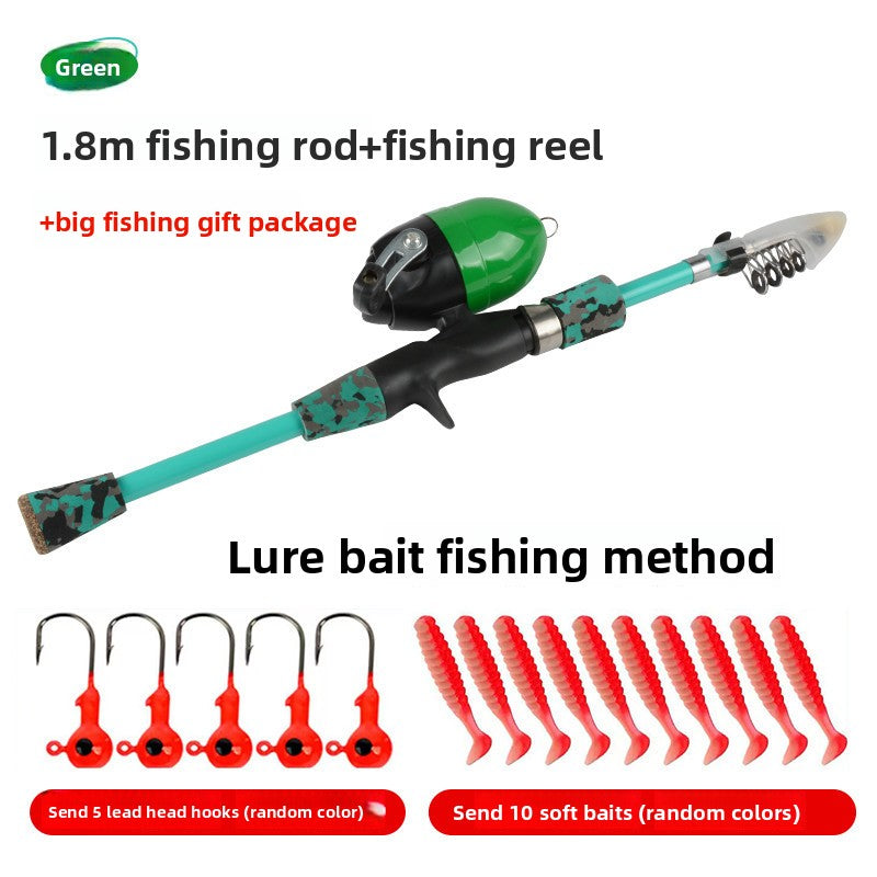 Kids Fishing Rod Set Beginner Compact Carbon Fiber