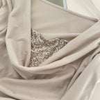 Champagne Sequin Two-Piece Evening Gown