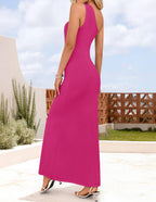 One-Shoulder Floral Ribbed Maxi Dress