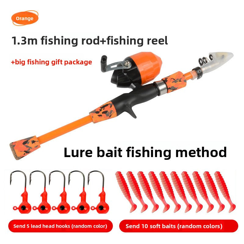 Kids Fishing Rod Set Beginner Compact Carbon Fiber