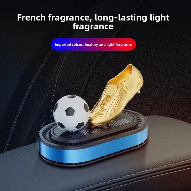 Solar Rotating Football Car Perfume Ornament