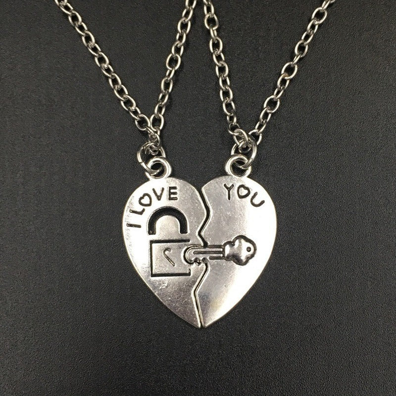 Silver Lock Key Love Necklace Korean Style