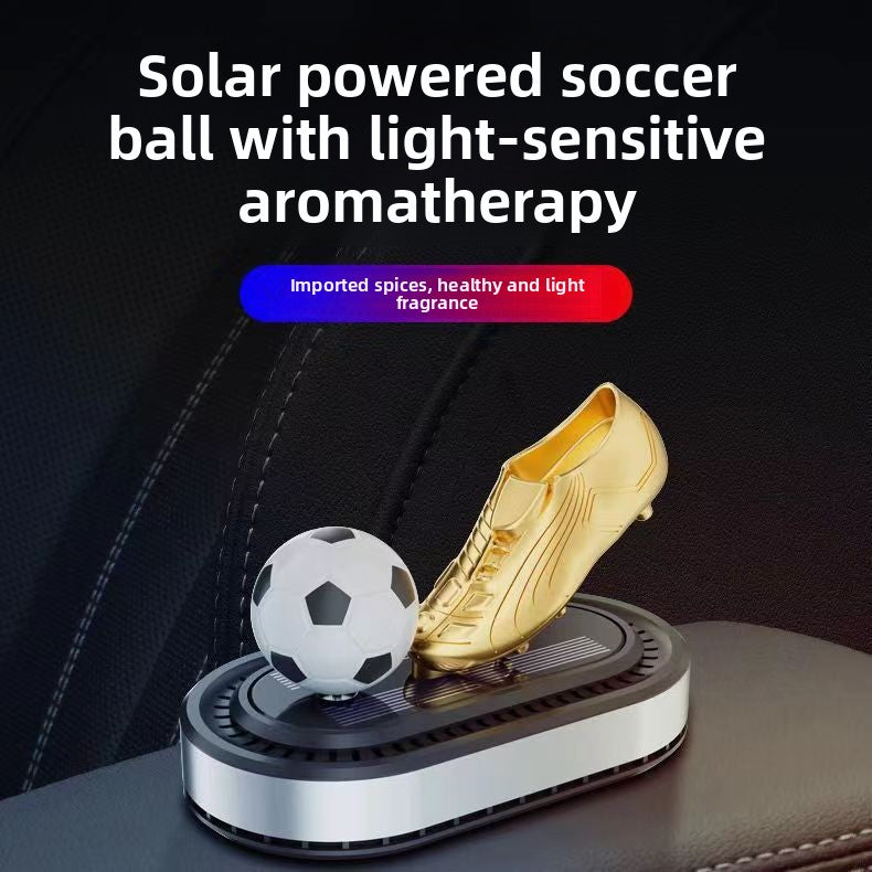 Solar Rotating Football Car Perfume Ornament