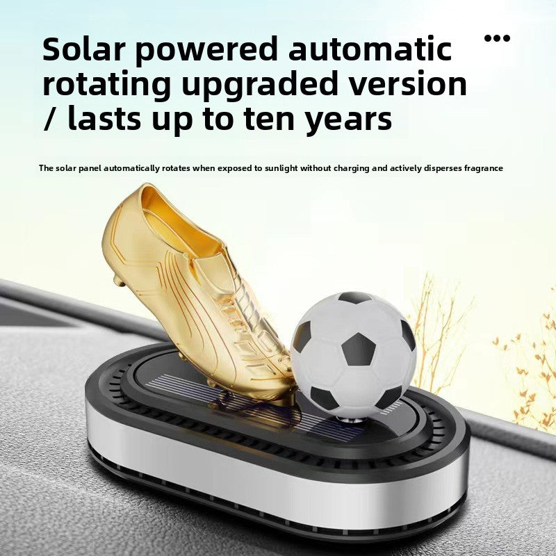 Solar Rotating Football Car Perfume Ornament