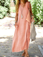 V-Neck Sleeveless Cotton Maxi Dress (Plus Sizes to 5XL)
