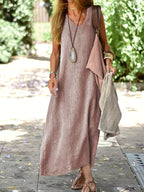 V-Neck Sleeveless Cotton Maxi Dress (Plus Sizes to 5XL)