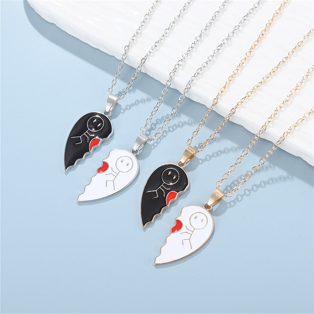 Stickman Heart Couple Necklace