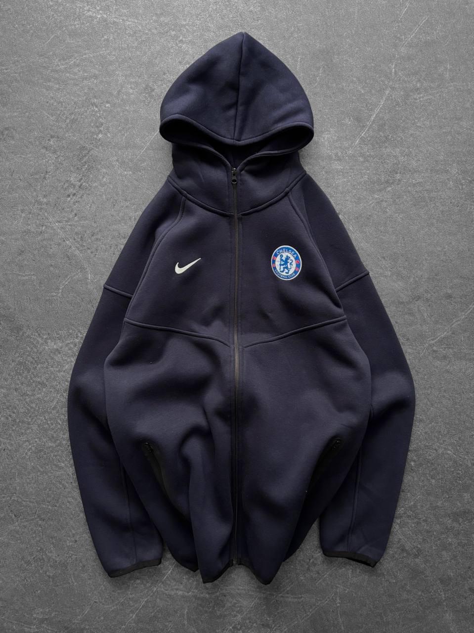 Chelsea FC Tech Style Hoodie, Modern Full-Zip Soccer Sweatshirt