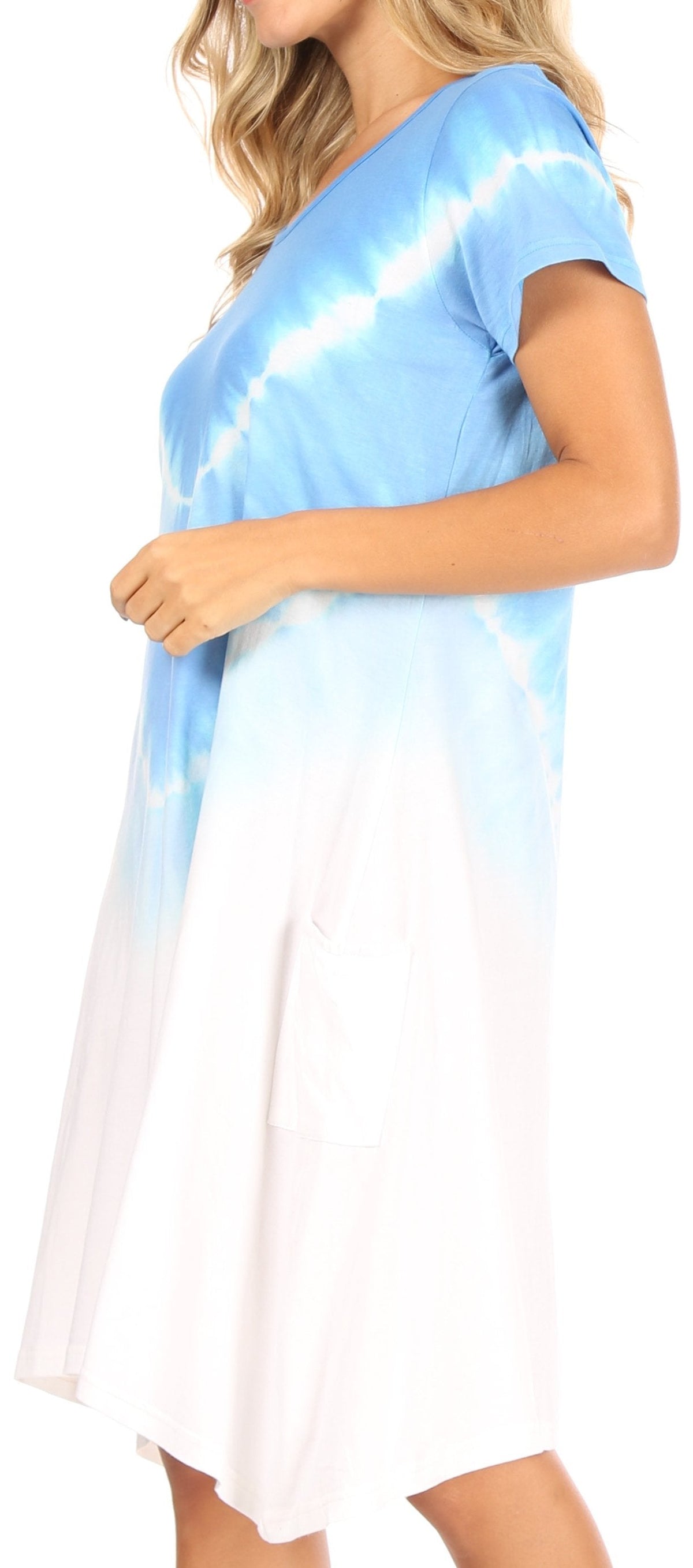 Sakkas Lilla Tie-Dye Midi Knit Dress with Pockets