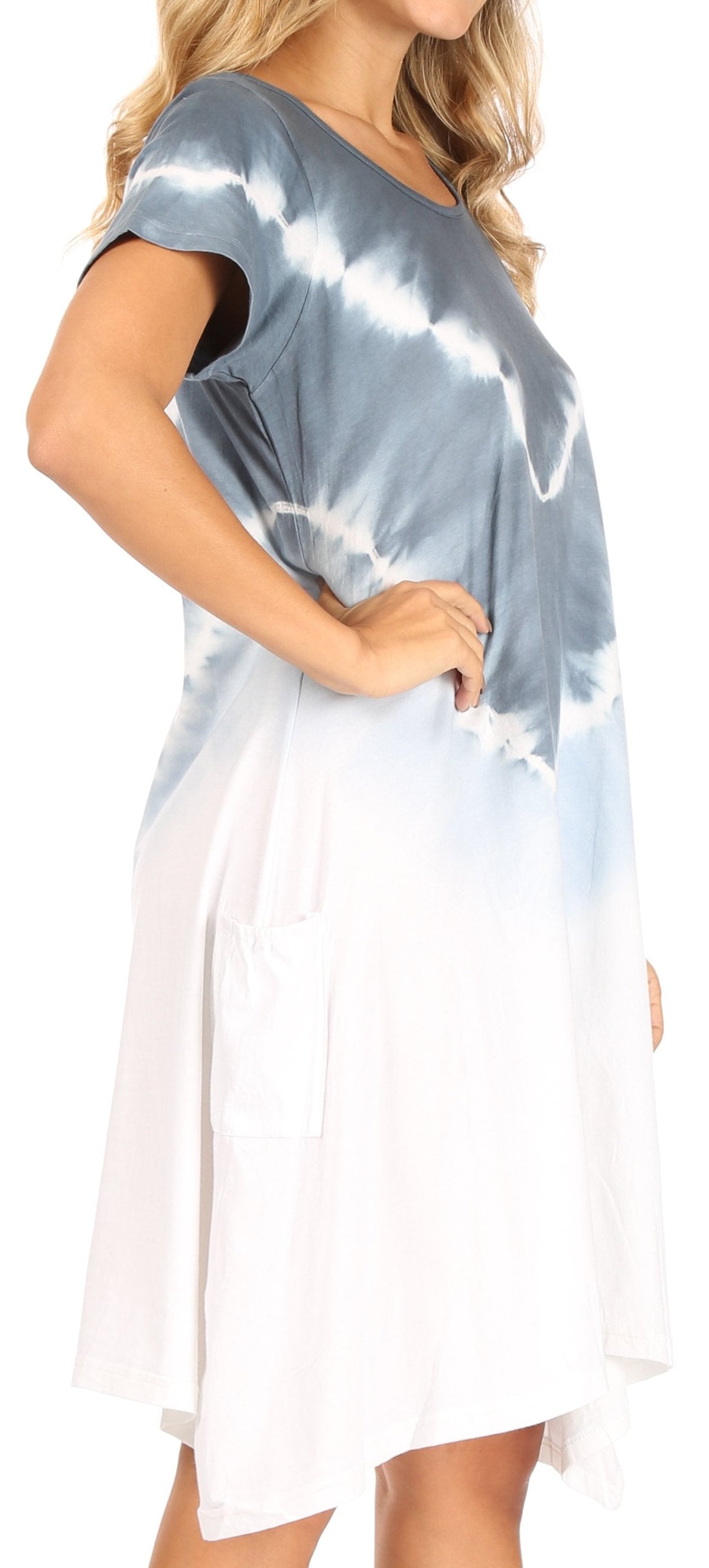 Sakkas Lilla Tie-Dye Midi Knit Dress with Pockets