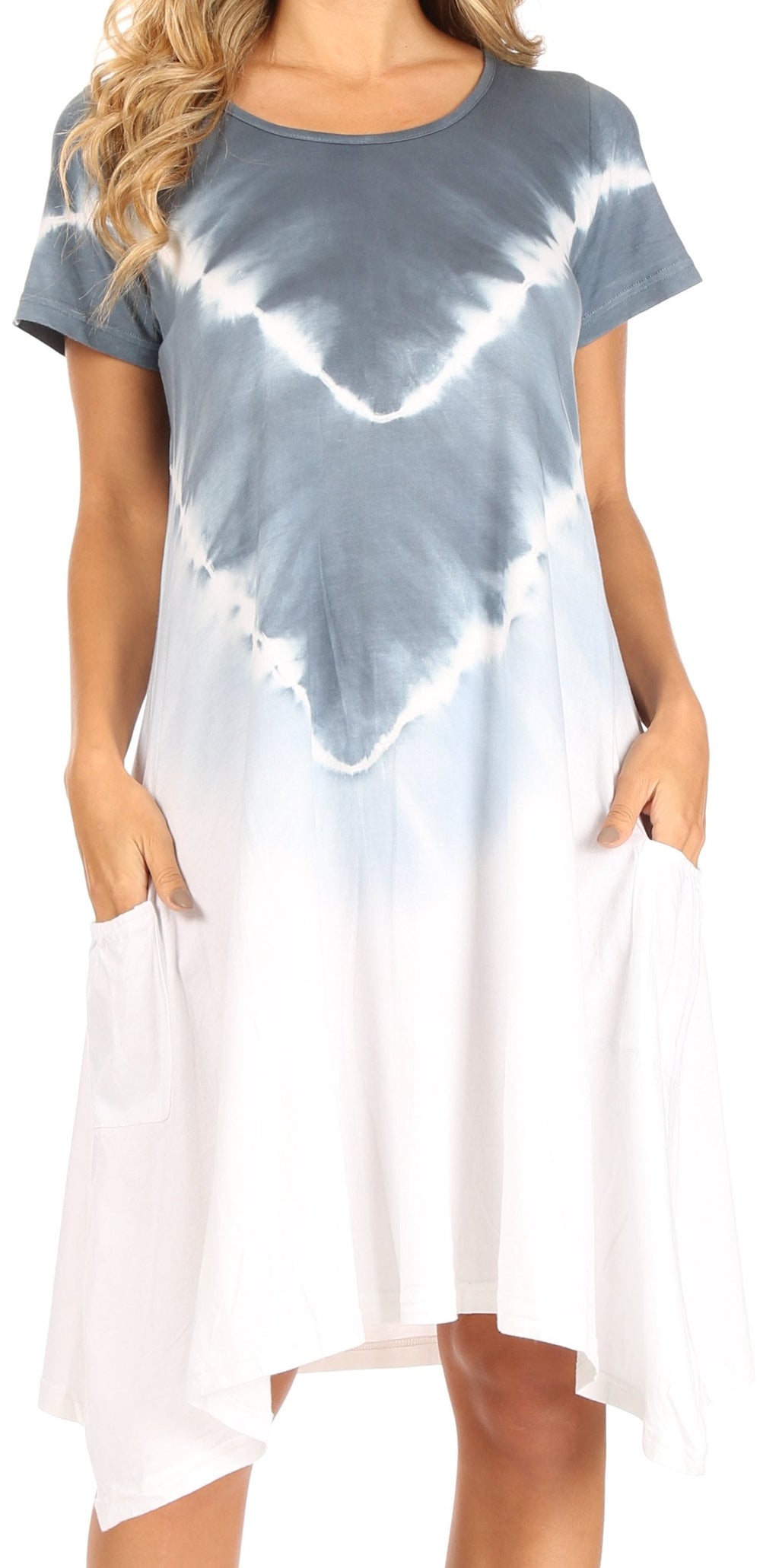 Sakkas Lilla Tie-Dye Midi Knit Dress with Pockets
