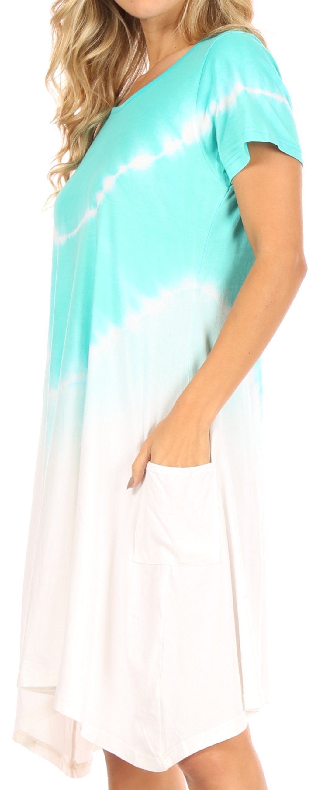 Sakkas Lilla Tie-Dye Midi Knit Dress with Pockets