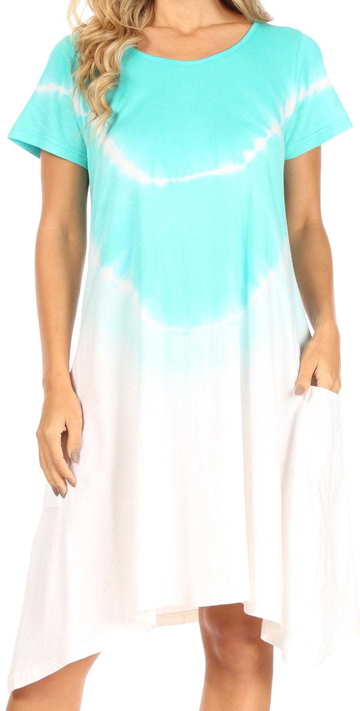 Sakkas Lilla Tie-Dye Midi Knit Dress with Pockets