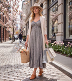 Sakkas Allie Stonewashed Embroidered Adjustable Spaghetti Straps Long Dress