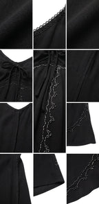 Sakkas Allie Stonewashed Embroidered Adjustable Spaghetti Straps Long Dress