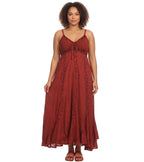 Sakkas Allie Stonewashed Embroidered Adjustable Spaghetti Straps Long Dress