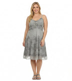 Sakkas Stonewashed Rayon Adjustable Spaghetti Straps Mid Length Dress