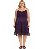 Sakkas Stonewashed Rayon Adjustable Spaghetti Straps Mid Length Dress