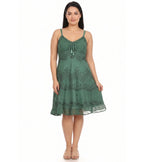 Sakkas Stonewashed Rayon Adjustable Spaghetti Straps Mid Length Dress