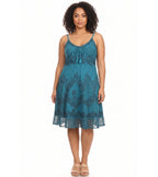 Sakkas Stonewashed Rayon Adjustable Spaghetti Straps Mid Length Dress
