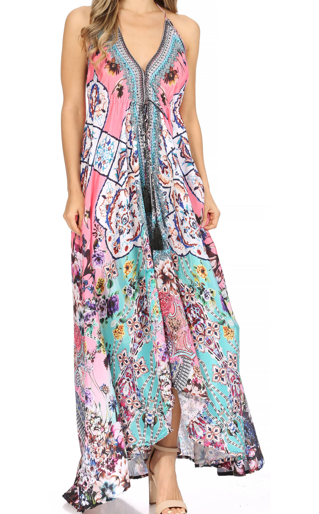 Sakkas Lizi Halter High-Low Maxi Dress