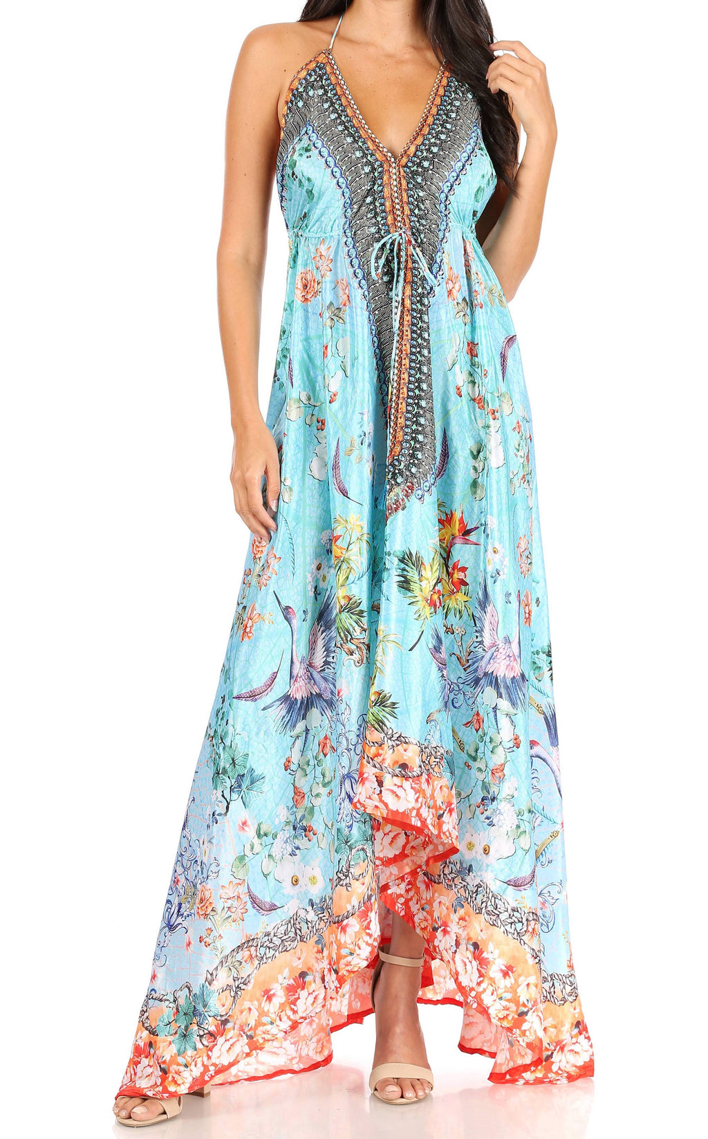 Sakkas Lizi Halter High-Low Maxi Dress