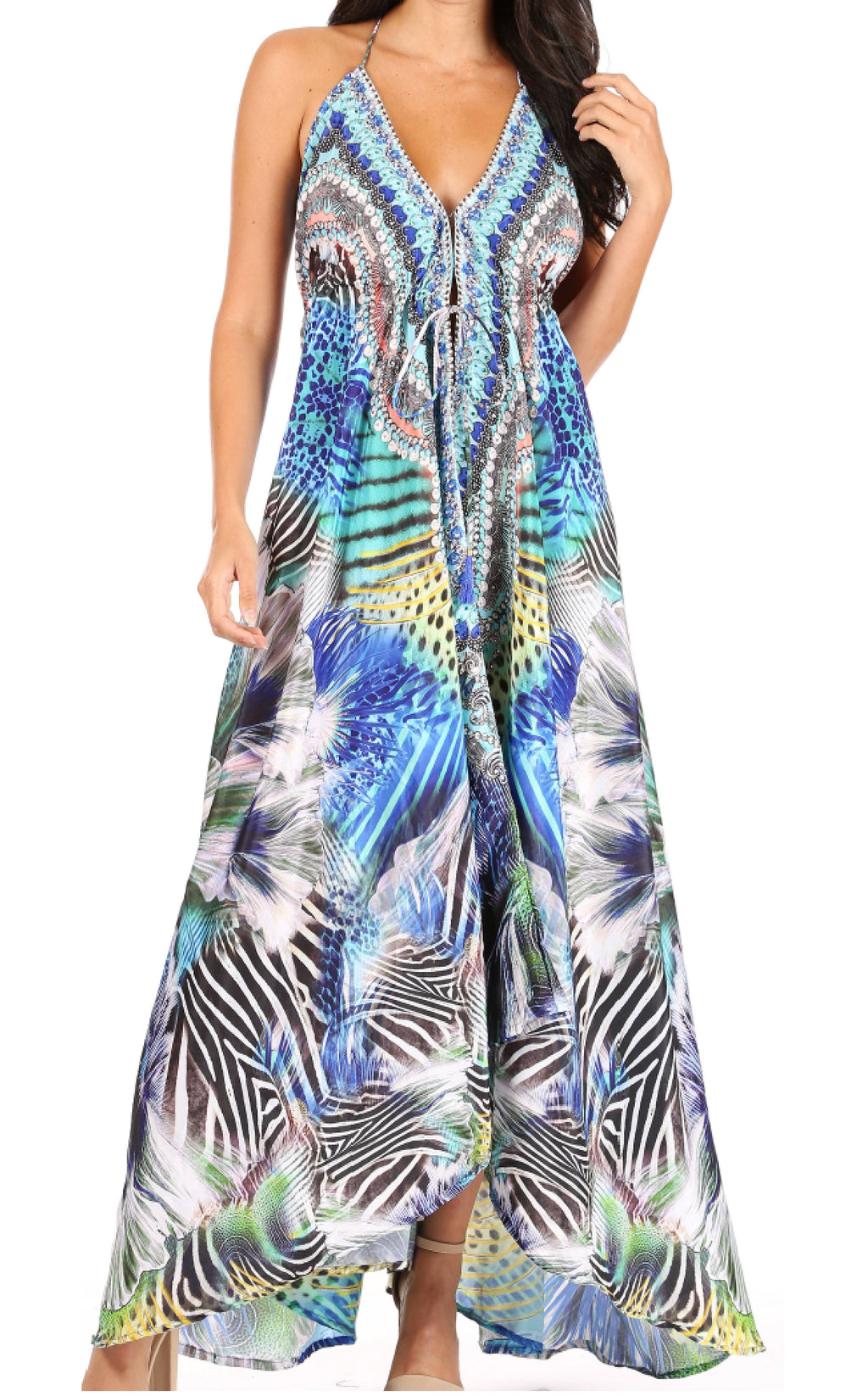 Sakkas Lizi Halter High-Low Maxi Dress