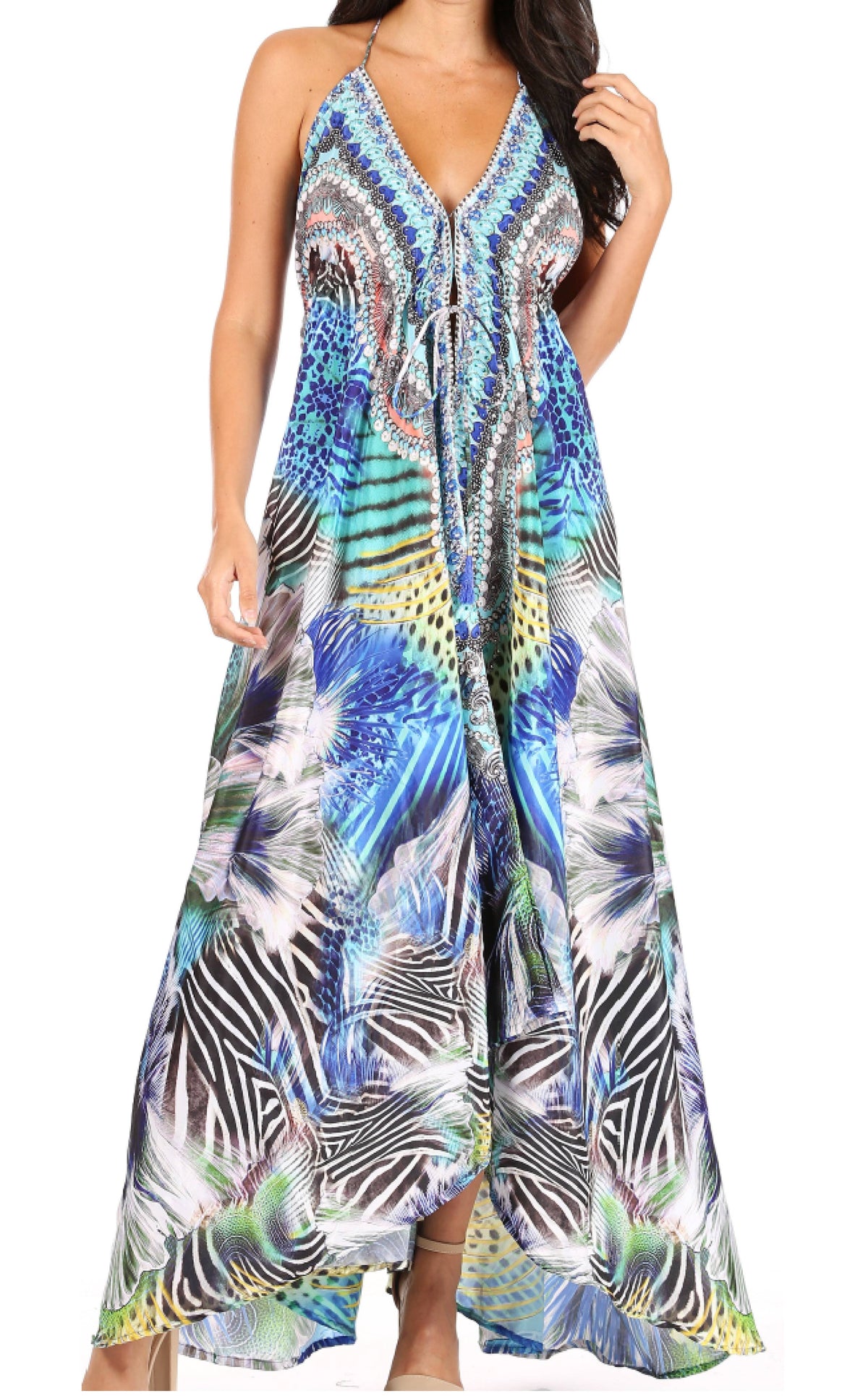Sakkas Lizi Halter High-Low Maxi Dress