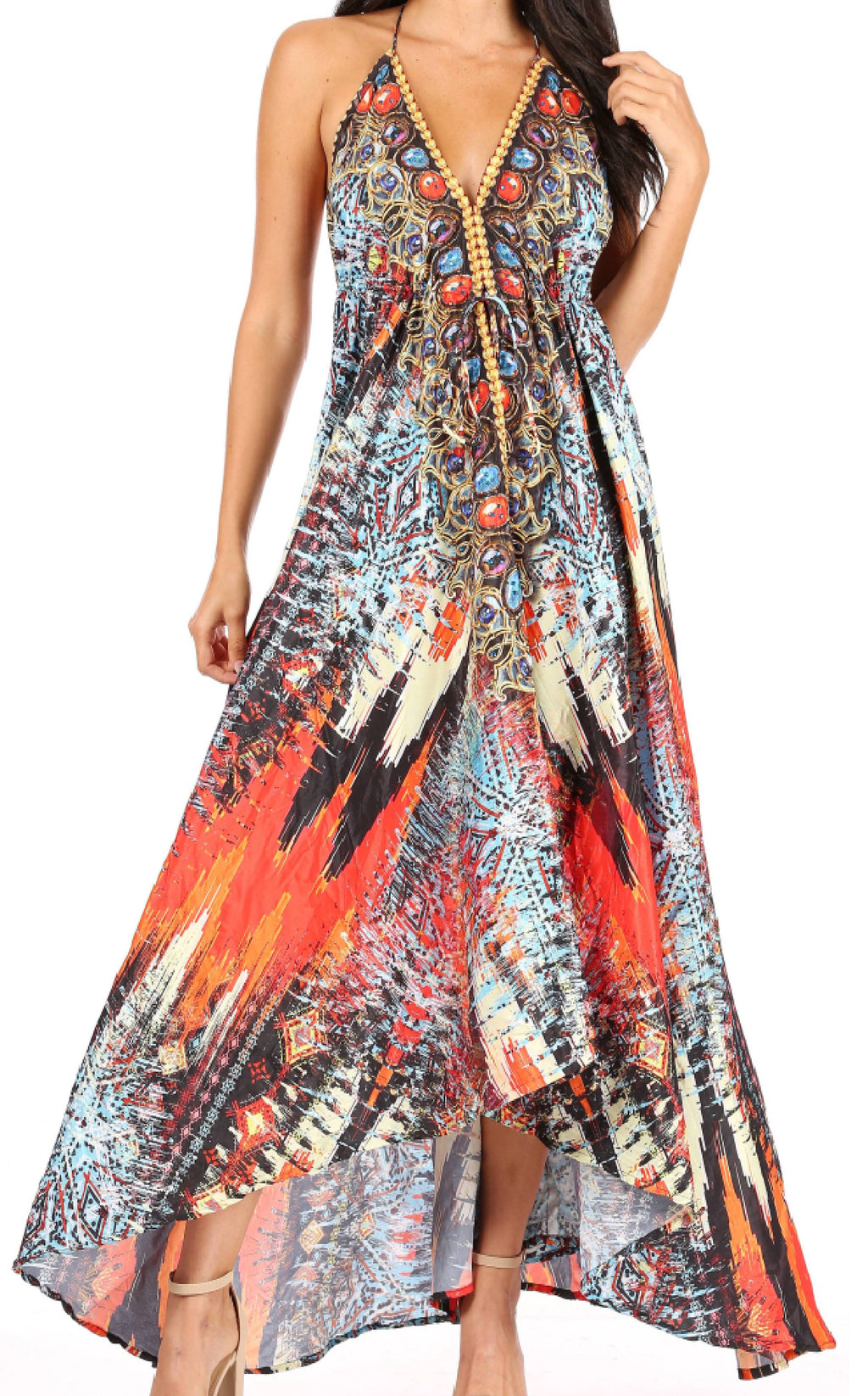 Sakkas Lizi Halter High-Low Maxi Dress