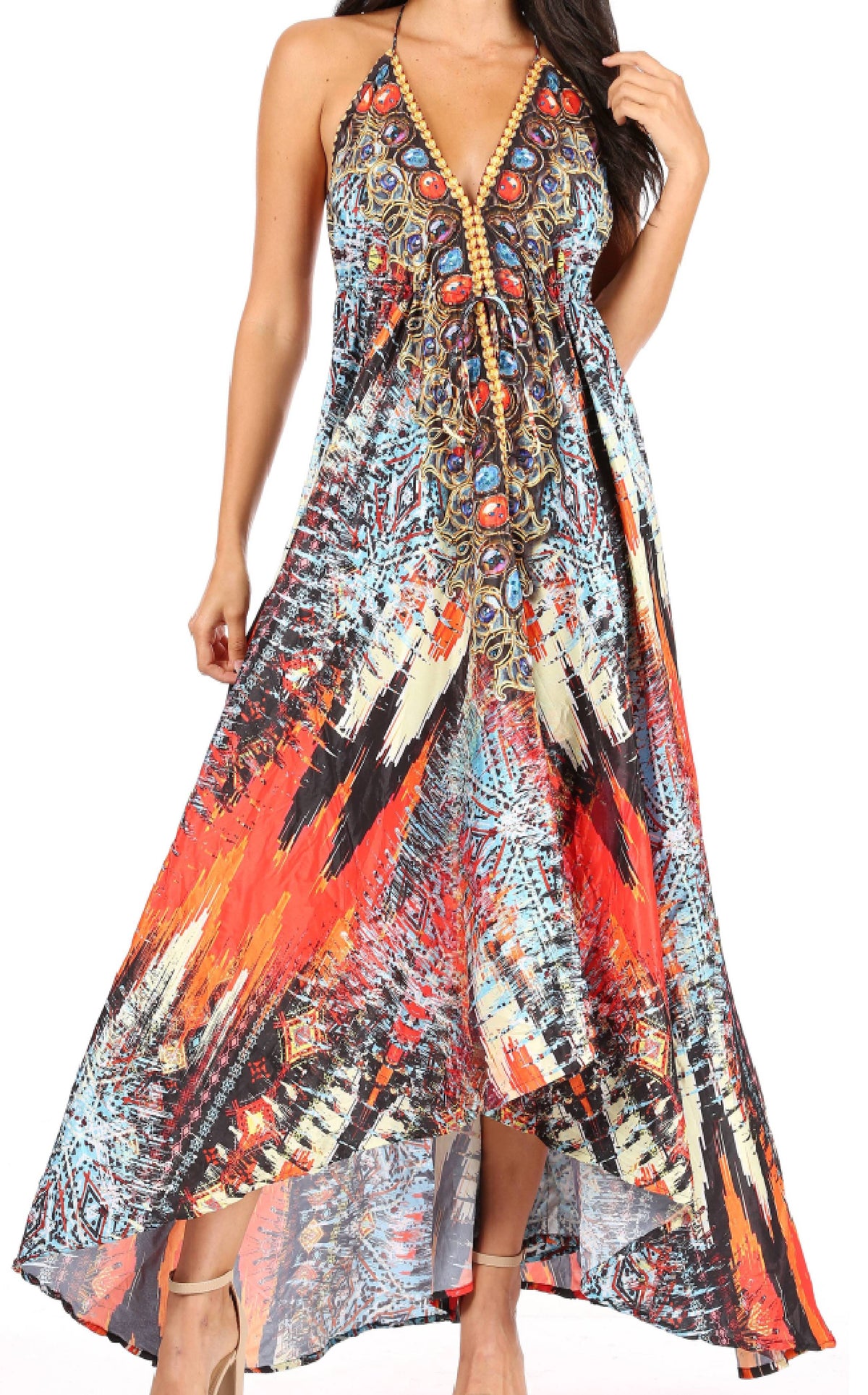 Sakkas Lizi Halter High-Low Maxi Dress