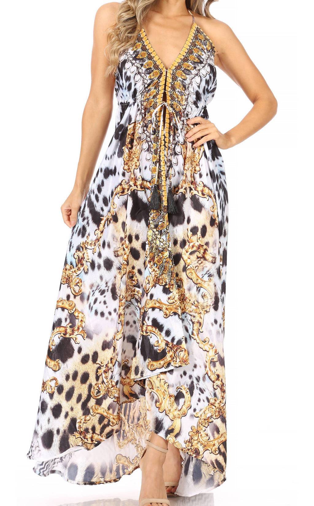 Sakkas Lizi Halter High-Low Maxi Dress