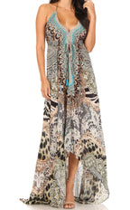 Sakkas Lizi Halter High-Low Maxi Dress
