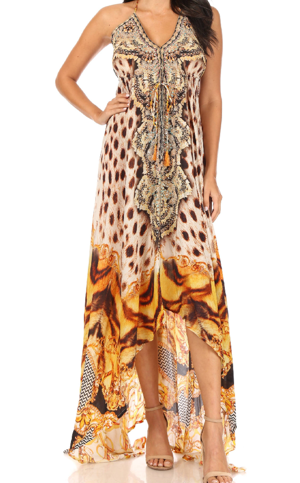 Sakkas Lizi Halter High-Low Maxi Dress