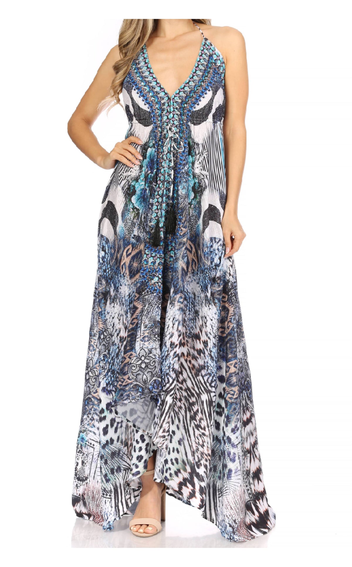 Sakkas Lizi Halter High-Low Maxi Dress
