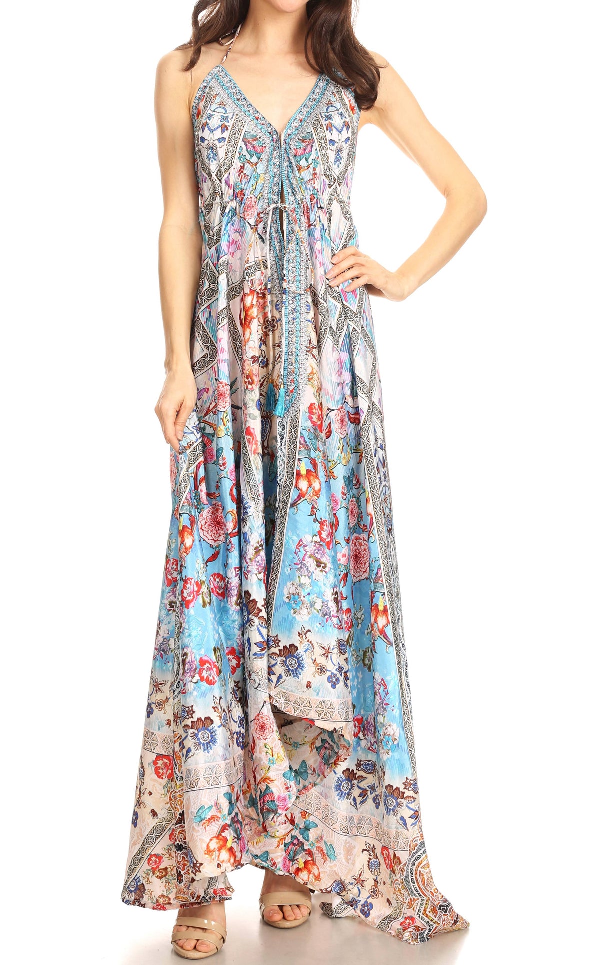 Sakkas Lizi Halter High-Low Maxi Dress