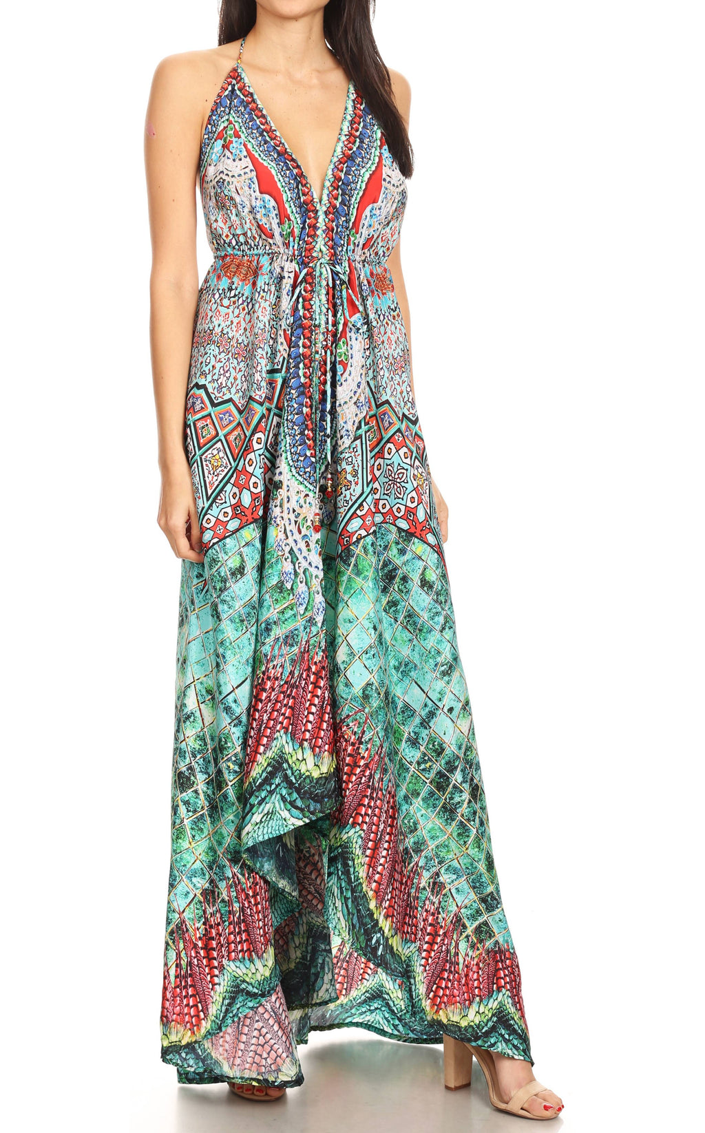 Sakkas Lizi Halter High-Low Maxi Dress