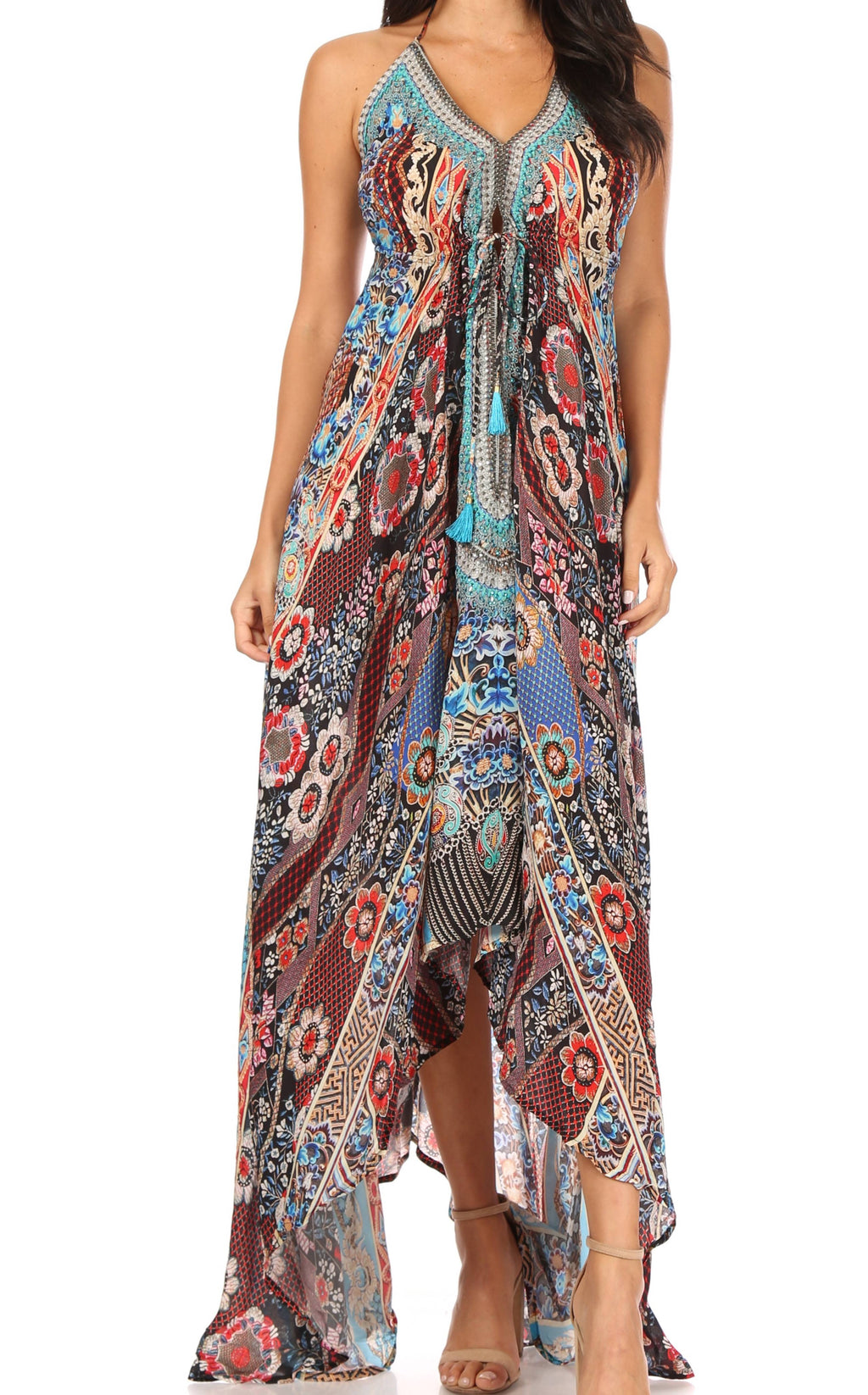 Sakkas Lizi Halter High-Low Maxi Dress