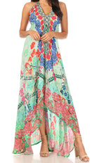 Sakkas Lizi Halter High-Low Maxi Dress