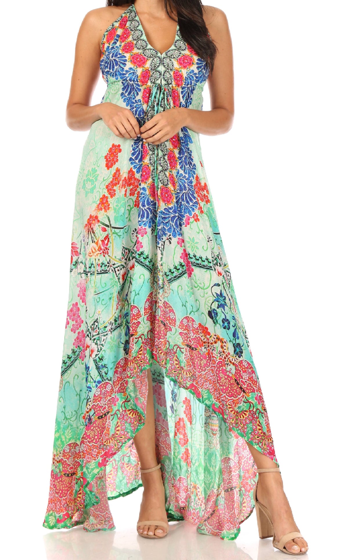 Sakkas Lizi Halter High-Low Maxi Dress