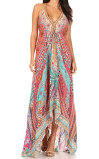 Sakkas Lizi Halter High-Low Maxi Dress